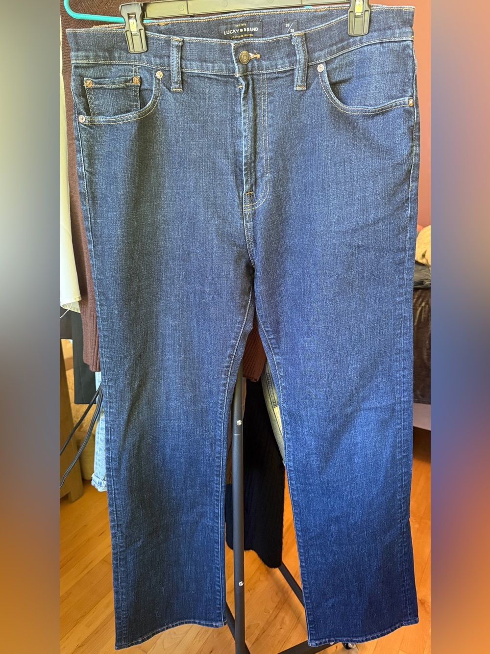 Lucky Brand Men's Straight Leg Jeans in Dark Blue Denim
